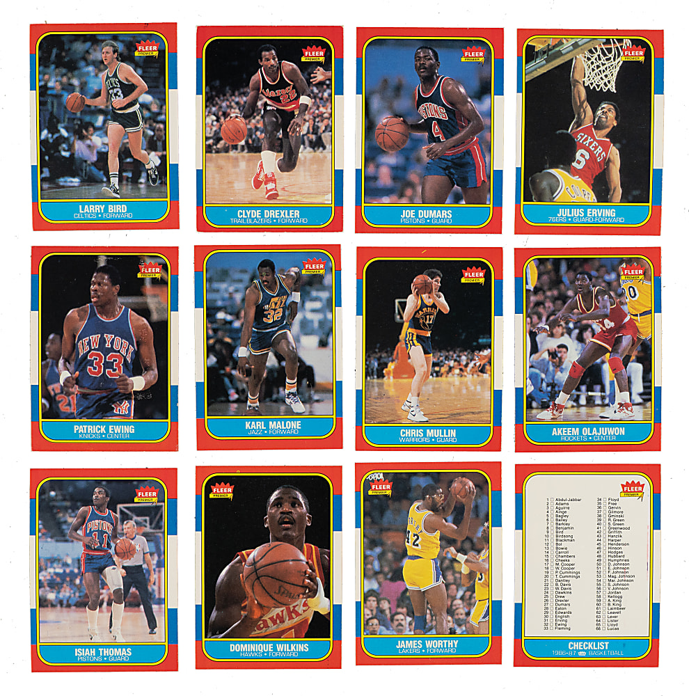 1986-1987 Fleer Basketball Near-Complete Set (131/132) Including #57 Michael Jordan Rookie PSA EX-MT 6