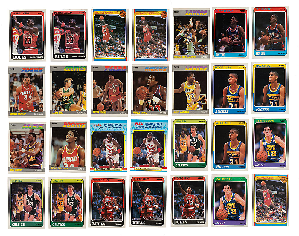 High-Grade 1987-1988 and 1988-1989 Fleer Basketball Complete Set Collection (4 Sets, 528 Cards) Plus Two Complete Sticker Sets (22)
