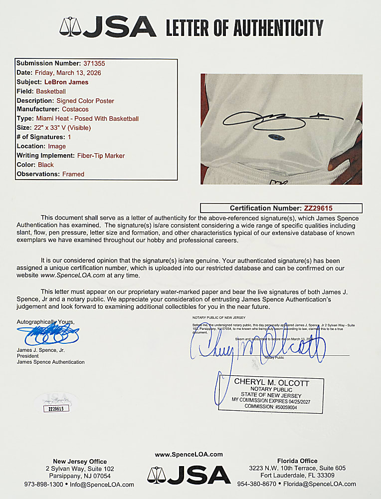 LeBron James Signed Poster - Upper Deck and JSA