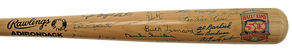 Hall of Fame Multi-Signed Bat (31 Signatures) with Mays, Ryan, Banks, and Koufax - JSA