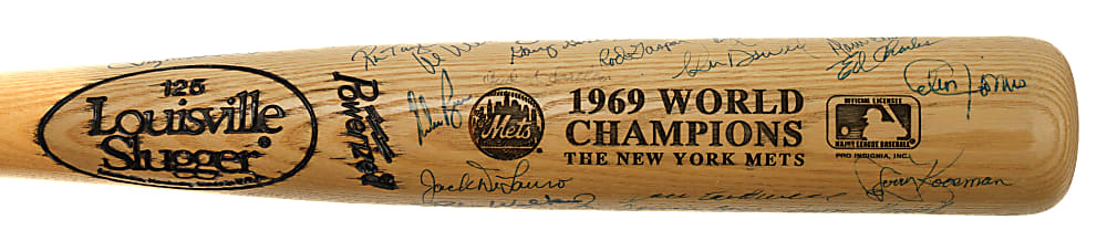 1969 New York Mets World Champions Team-Signed Reunion Bat with Berra, Ryan, and Seaver - JSA