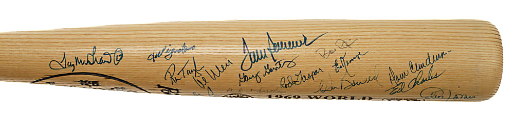1969 New York Mets World Champions Team-Signed Reunion Bat with Berra, Ryan, and Seaver - JSA