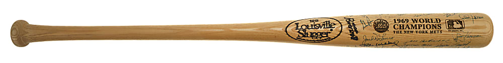 1969 New York Mets World Champions Team-Signed Reunion Bat with Berra, Ryan, and Seaver - JSA
