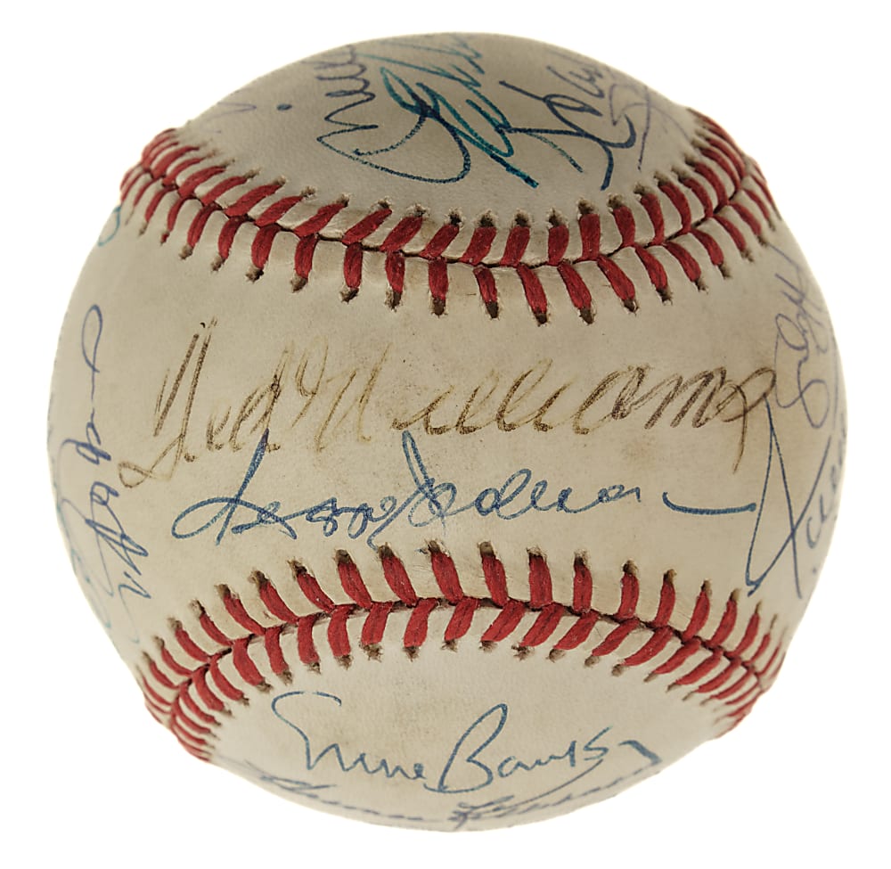500 Home Run Club Signed Baseball with 20 Signatures Including Ted Williams and Mickey Mantle - JSA and Beckett