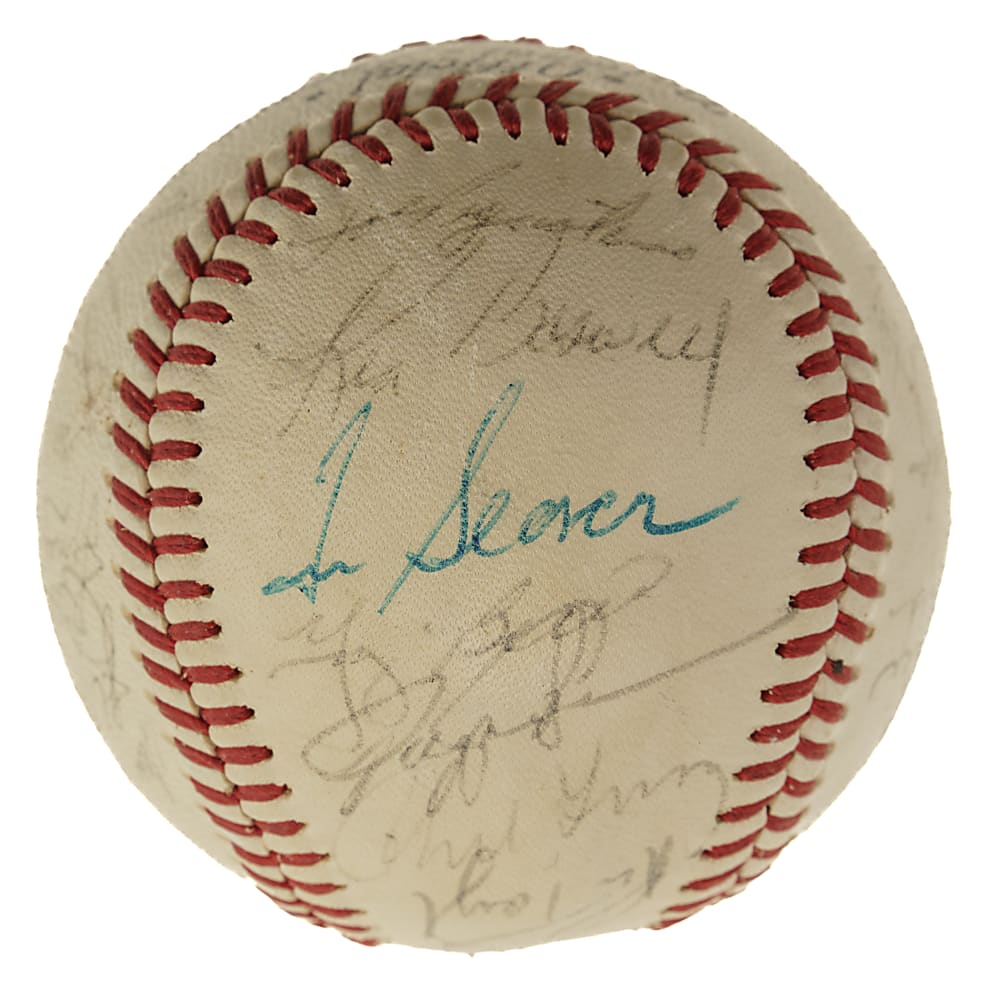 1968 New York Mets Team-Signed Baseball with Ryan, Hodges, Seaver, and Berra - JSA