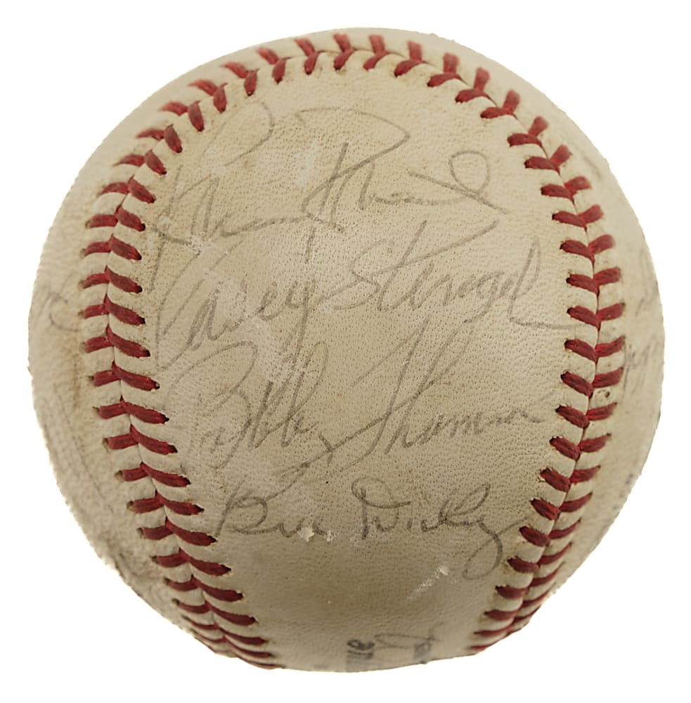 Hall of Fame and Star Multi-Signed Baseball with Joe DiMaggio, Casey Stengel, and Lefty Grove - JSA
