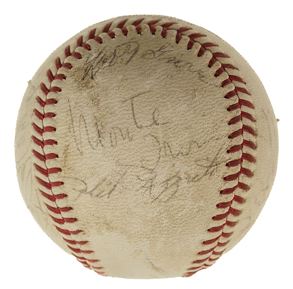 Hall of Fame and Star Multi-Signed Baseball with Joe DiMaggio, Casey Stengel, and Lefty Grove - JSA