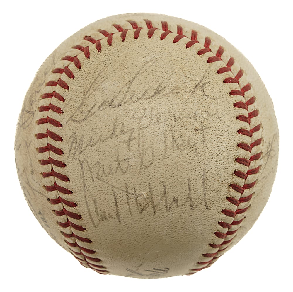 Hall of Fame and Star Multi-Signed Baseball with Joe DiMaggio, Casey Stengel, and Lefty Grove - JSA