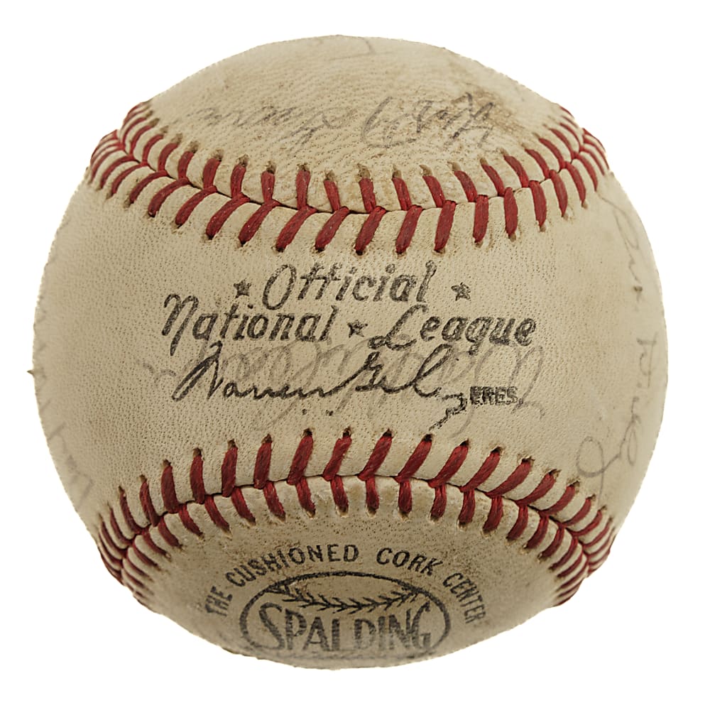 Hall of Fame and Star Multi-Signed Baseball with Joe DiMaggio, Casey Stengel, and Lefty Grove - JSA