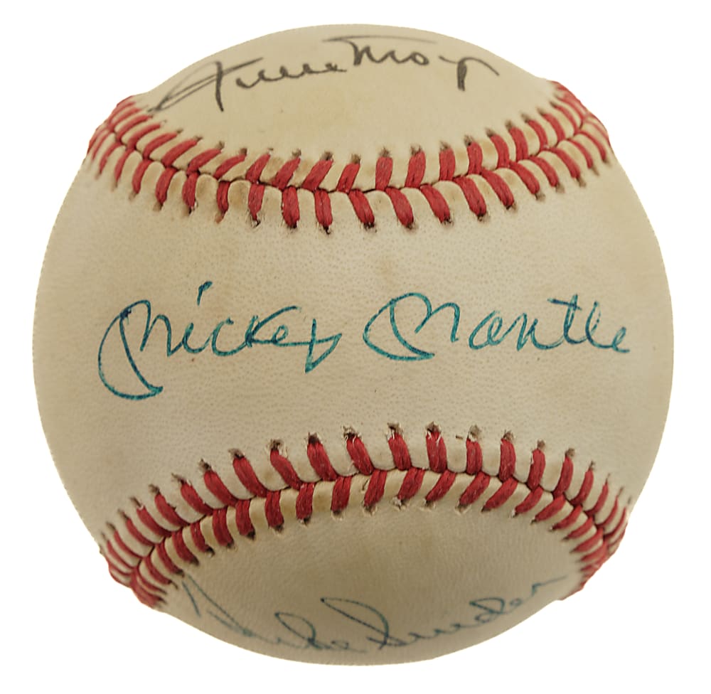 Mickey Mantle, Willie Mays, and Duke Snider Signed Baseball - JSA