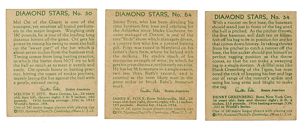 1934-1936 R327 Diamond Stars Near-Complete Set (90/108)