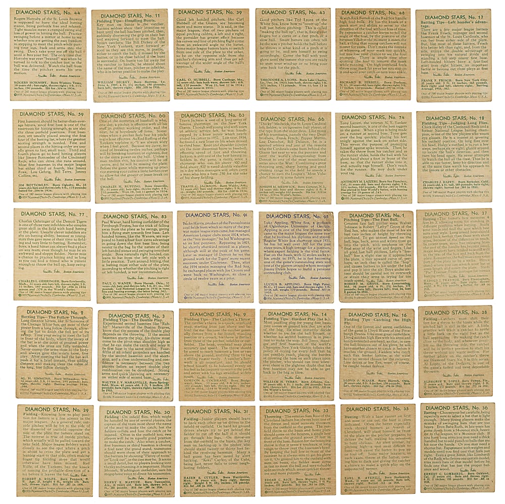 1934-1936 R327 Diamond Stars Near-Complete Set (90/108)