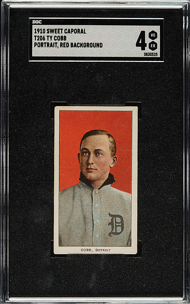1909-1911 T206 White Border Ty Cobb Portrait Red Background SGC VG/EX 4