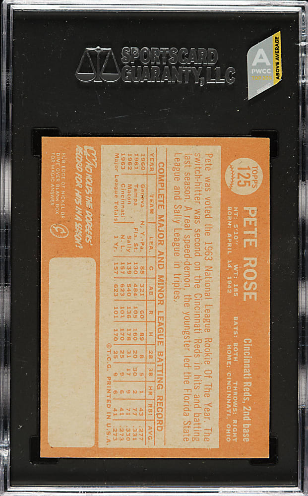 1964 Topps #125 Pete Rose SGC NM/MT 8