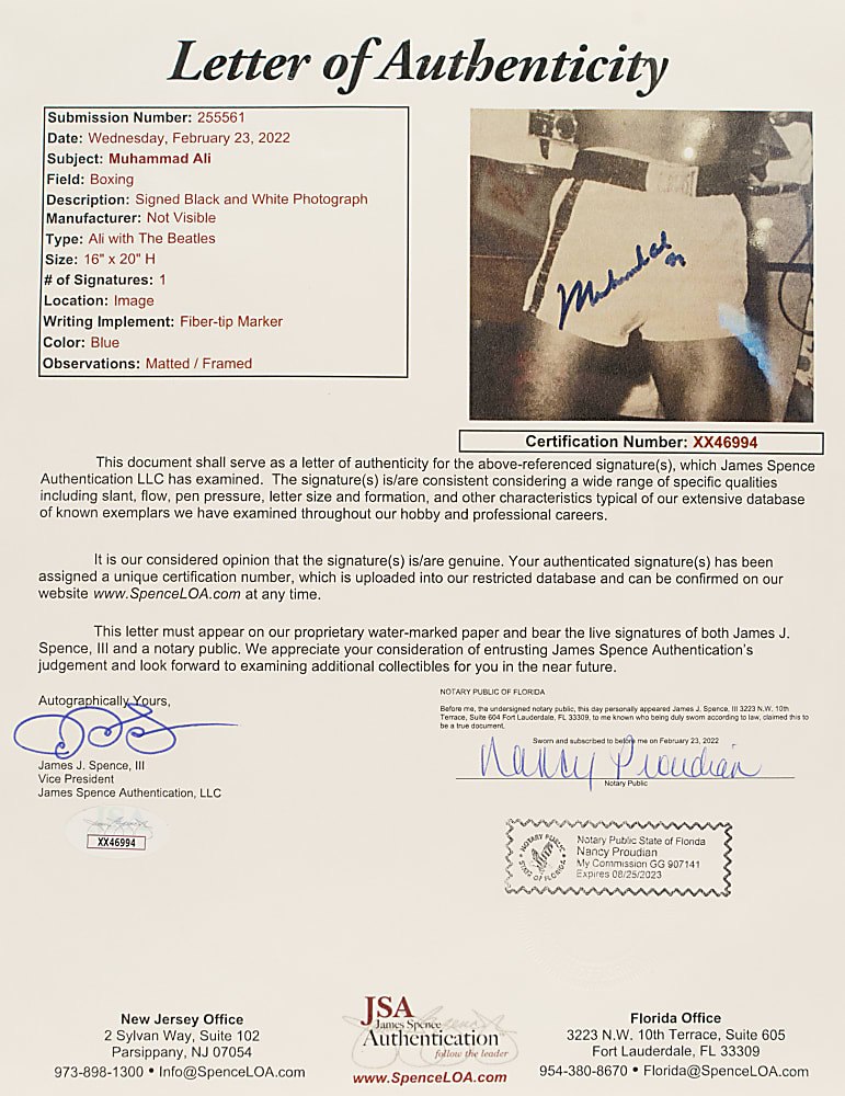 Muhammad Ali Signed Photograph with The Beatles - JSA