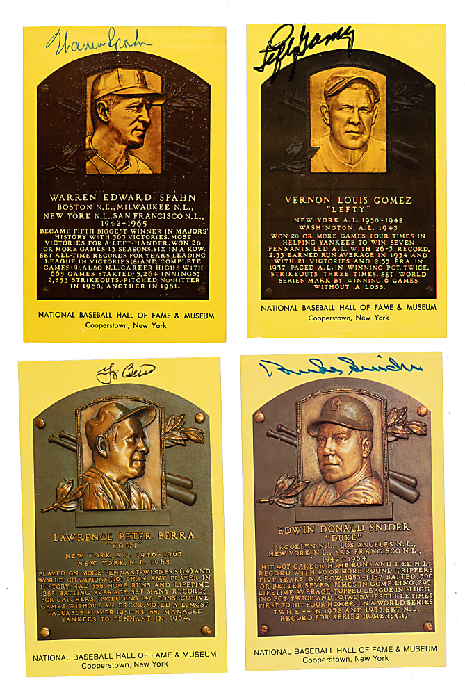 Signed Yellow Hall of Fame Postcard Collection (55) Including Dickey, Grove, Haines, McCarthy, and Ruffing