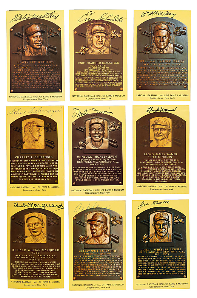 Signed Yellow Hall of Fame Postcard Collection (55) Including Dickey, Grove, Haines, McCarthy, and Ruffing