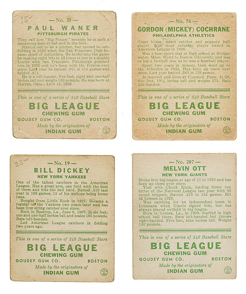 1933 R319 Goudey Collection (23) Including 18 Hall of Famers