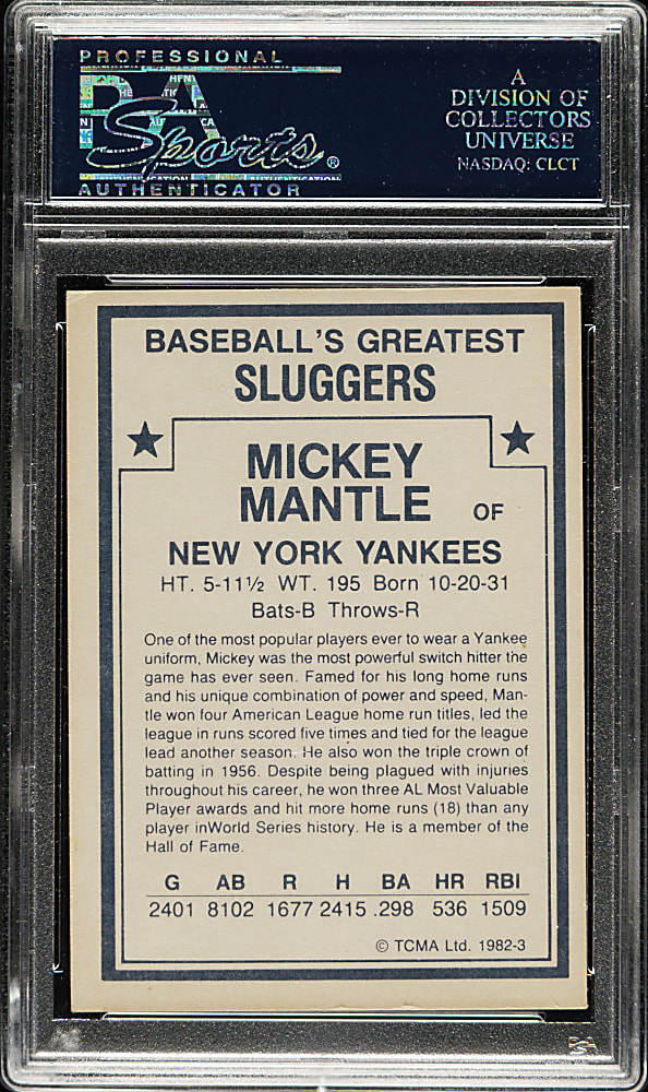 Signed 1982 TCMA Baseball's Greatest Sluggers #3 Mickey Mantle - PSA/DNA
