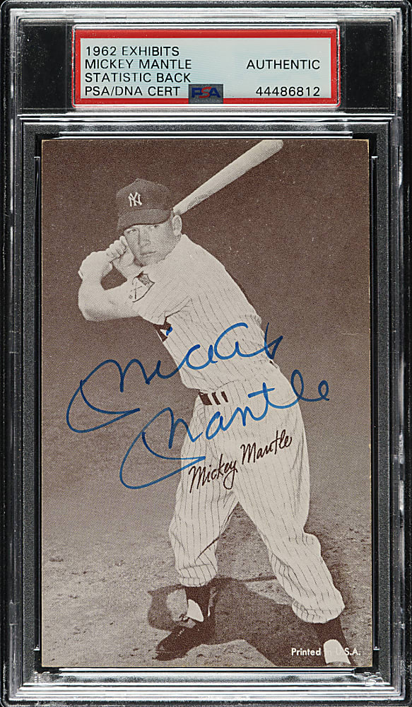 Signed 1962 Statistic Back Exhibits Mickey Mantle - PSA/DNA