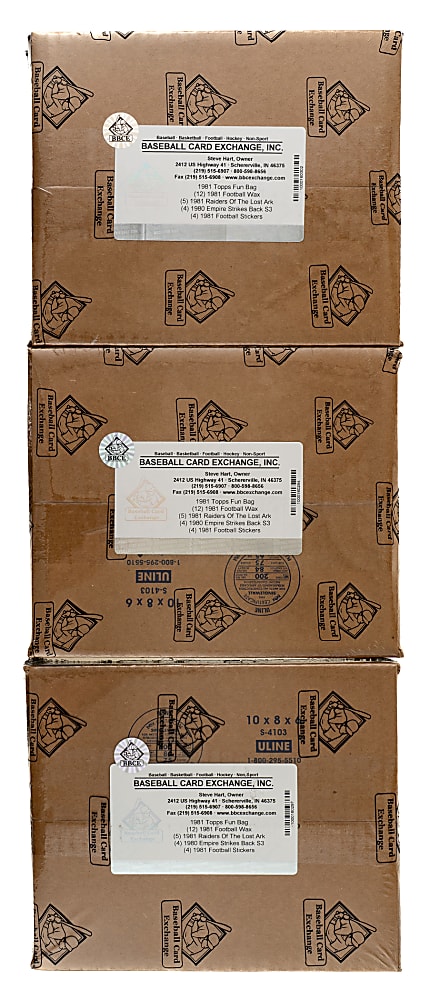 1981 Topps "Fun Packs" Unopened Bag Trio (3 Bags, 75 Packs) - BBCE