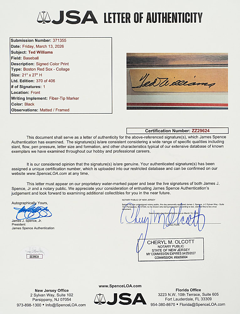 Ted Williams Signed Limited-Edition Lithograph- JSA