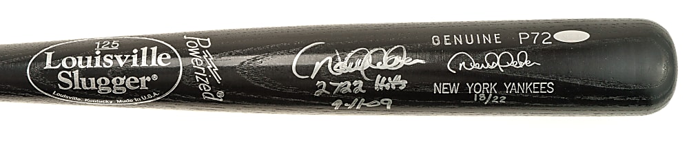 Derek Jeter Signed Limited-Edition Bat with "2722 Hits" and  "9-11-09" Inscriptions - MLB and Steiner
