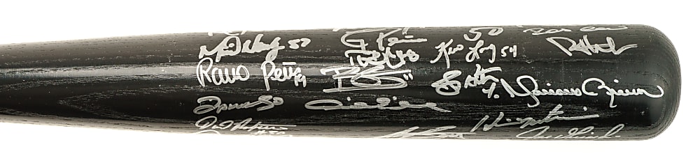 2009 New York Yankees World Champions Team-Signed Bat with Mariano Rivera and Derek Jeter - MLB and Steiner
