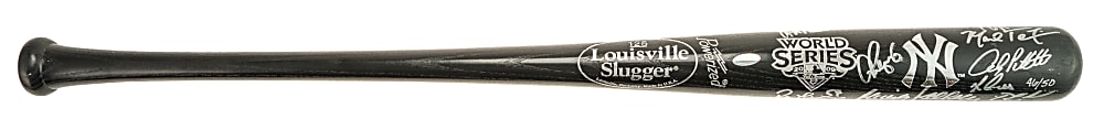 2009 New York Yankees World Champions Team-Signed Bat with Mariano Rivera and Derek Jeter - MLB and Steiner