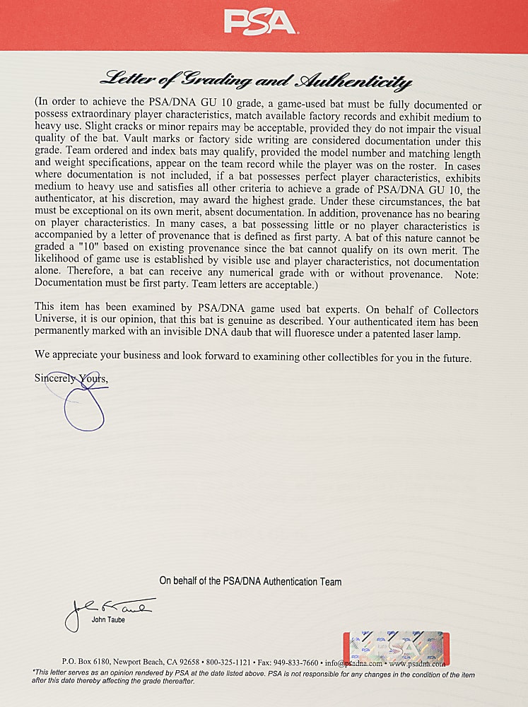 2004 Derek Jeter New York Yankees Signed Game-Used Bat PSA/DNA GU 10