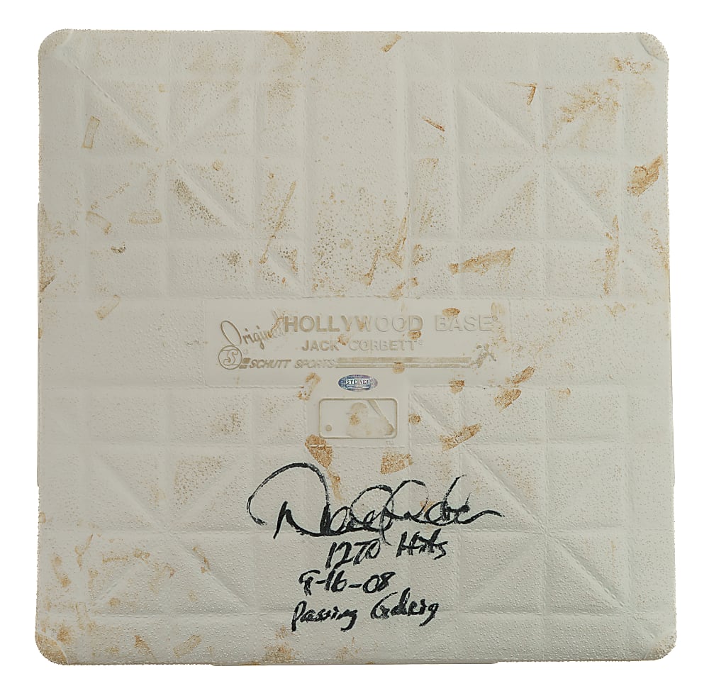 September 16, 2008 Derek Jeter Signed Yankee Stadium Game-Used Third Base with "1270 Hits", "9-16-08" and "Passing Gehrig" Inscriptions - Steiner and MLB