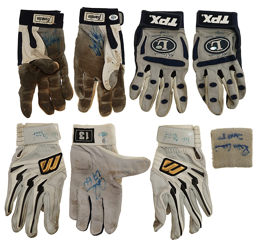 2000s New York Yankees Stars Signed Game-Used Batting Gloves and Wristband Collection (8) Including Alex Rodriguez, Robinson Cano, Melky Cabrera, and Tino Martinez