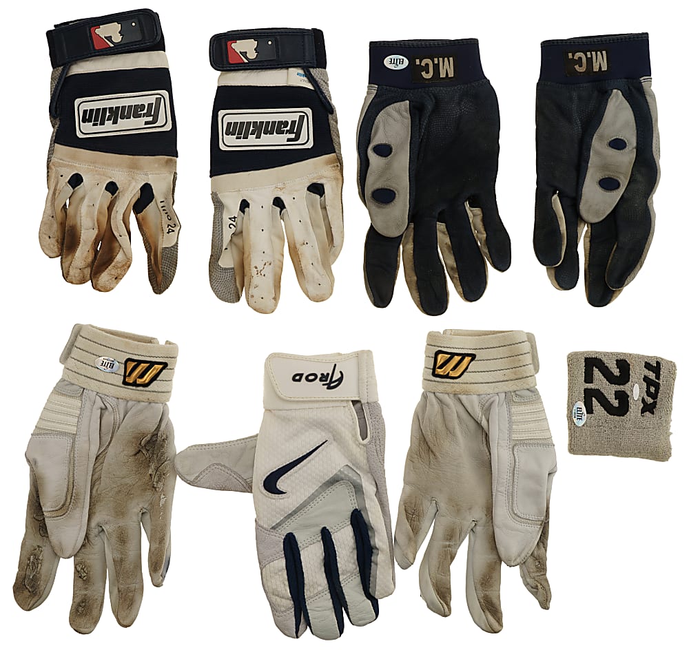 2000s New York Yankees Stars Signed Game-Used Batting Gloves and Wristband Collection (8) Including Alex Rodriguez, Robinson Cano, Melky Cabrera, and Tino Martinez