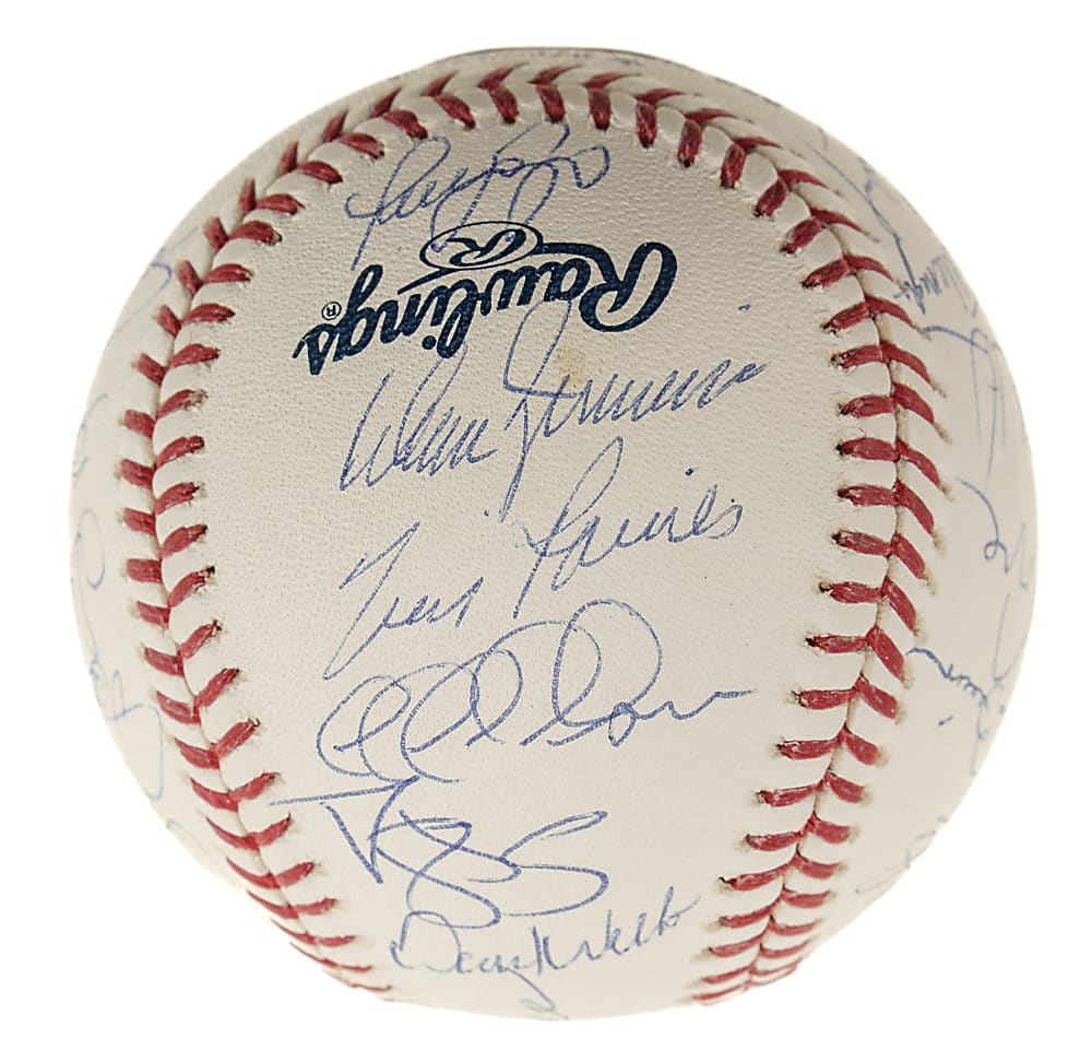 1998 New York Yankees World Champions Team-Signed Baseball with Derek Jeter and Mariano Rivera - MLB and Steiner
