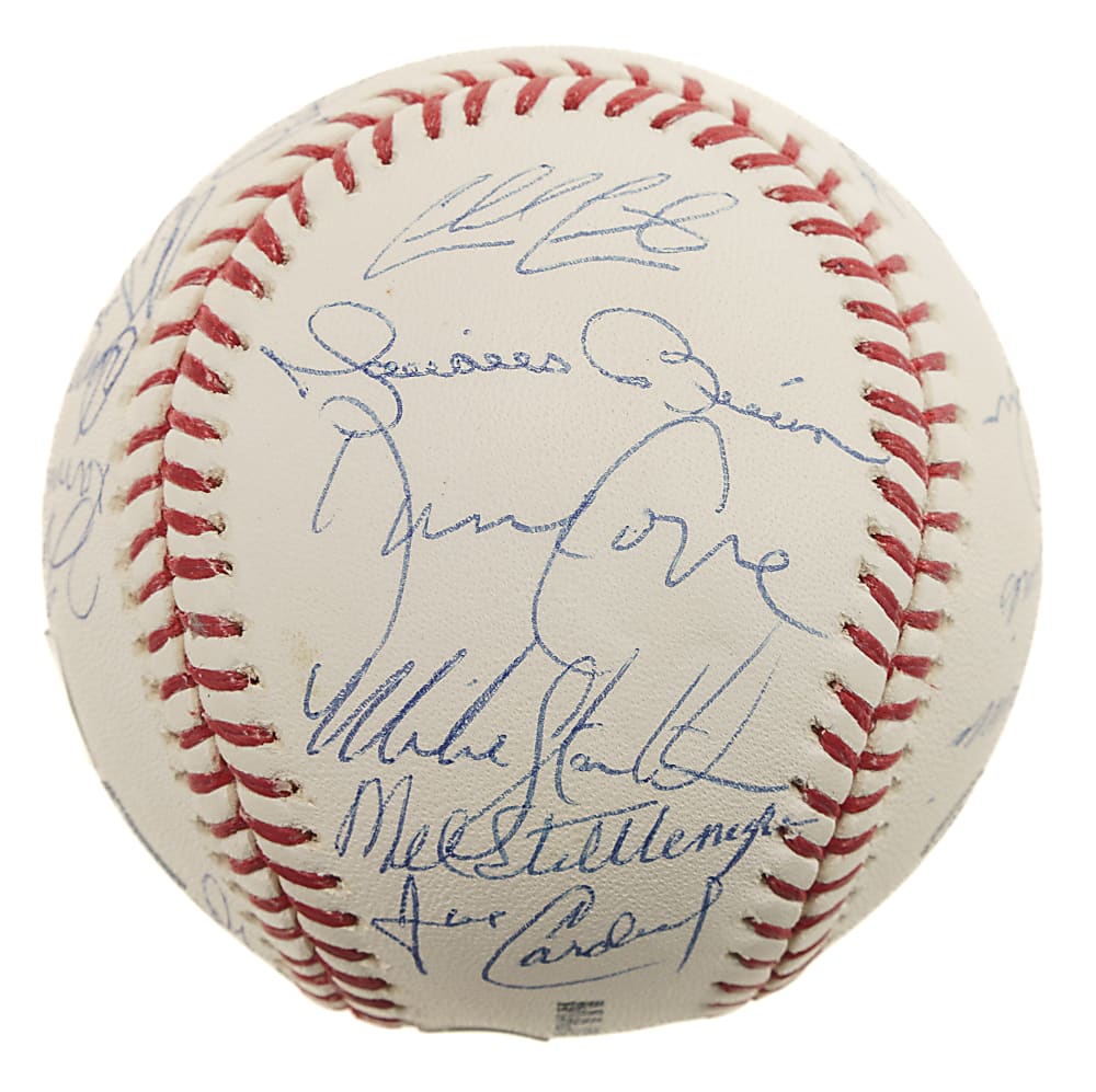 1998 New York Yankees World Champions Team-Signed Baseball with Derek Jeter and Mariano Rivera - MLB and Steiner