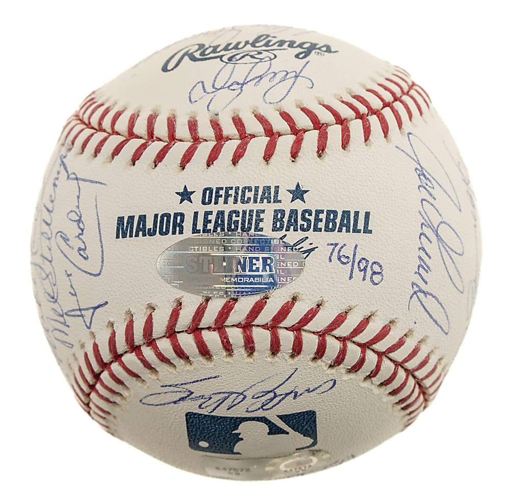 1998 New York Yankees World Champions Team-Signed Baseball with Derek Jeter and Mariano Rivera - MLB and Steiner