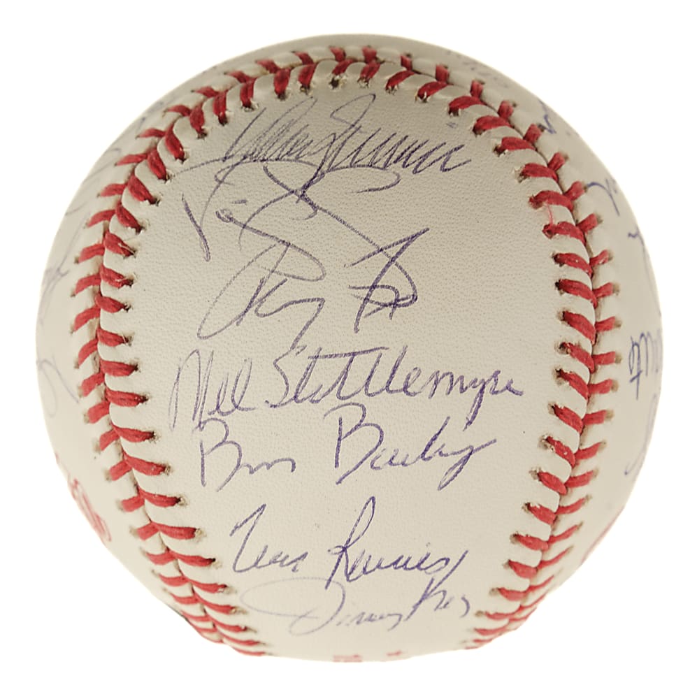 1996 New York Yankees World Champions Team-Signed World Series Baseball with Mariano Rivera and Derek Jeter - Steiner