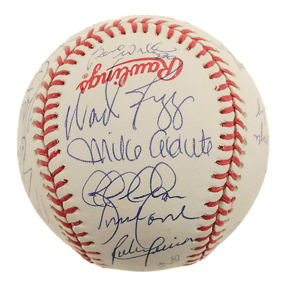 1996 New York Yankees World Champions Team-Signed World Series Baseball with Mariano Rivera and Derek Jeter - Steiner