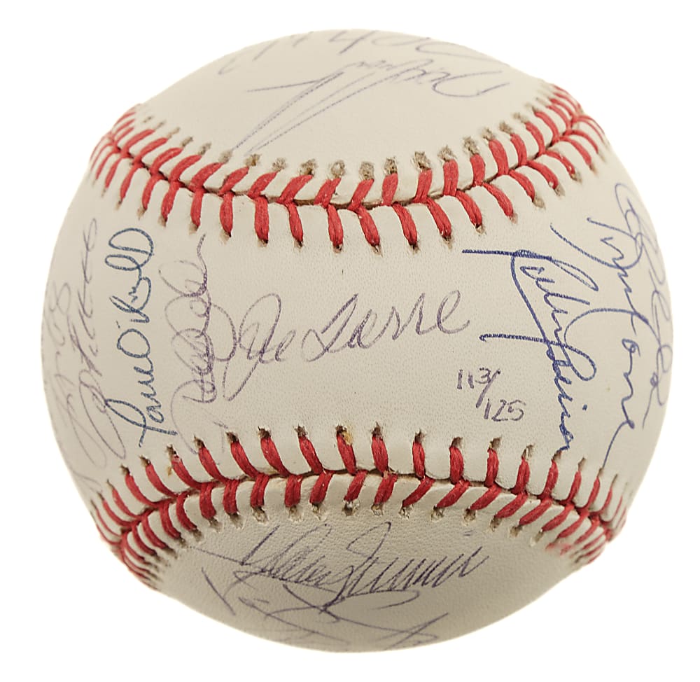 1996 New York Yankees World Champions Team-Signed World Series Baseball with Mariano Rivera and Derek Jeter - Steiner