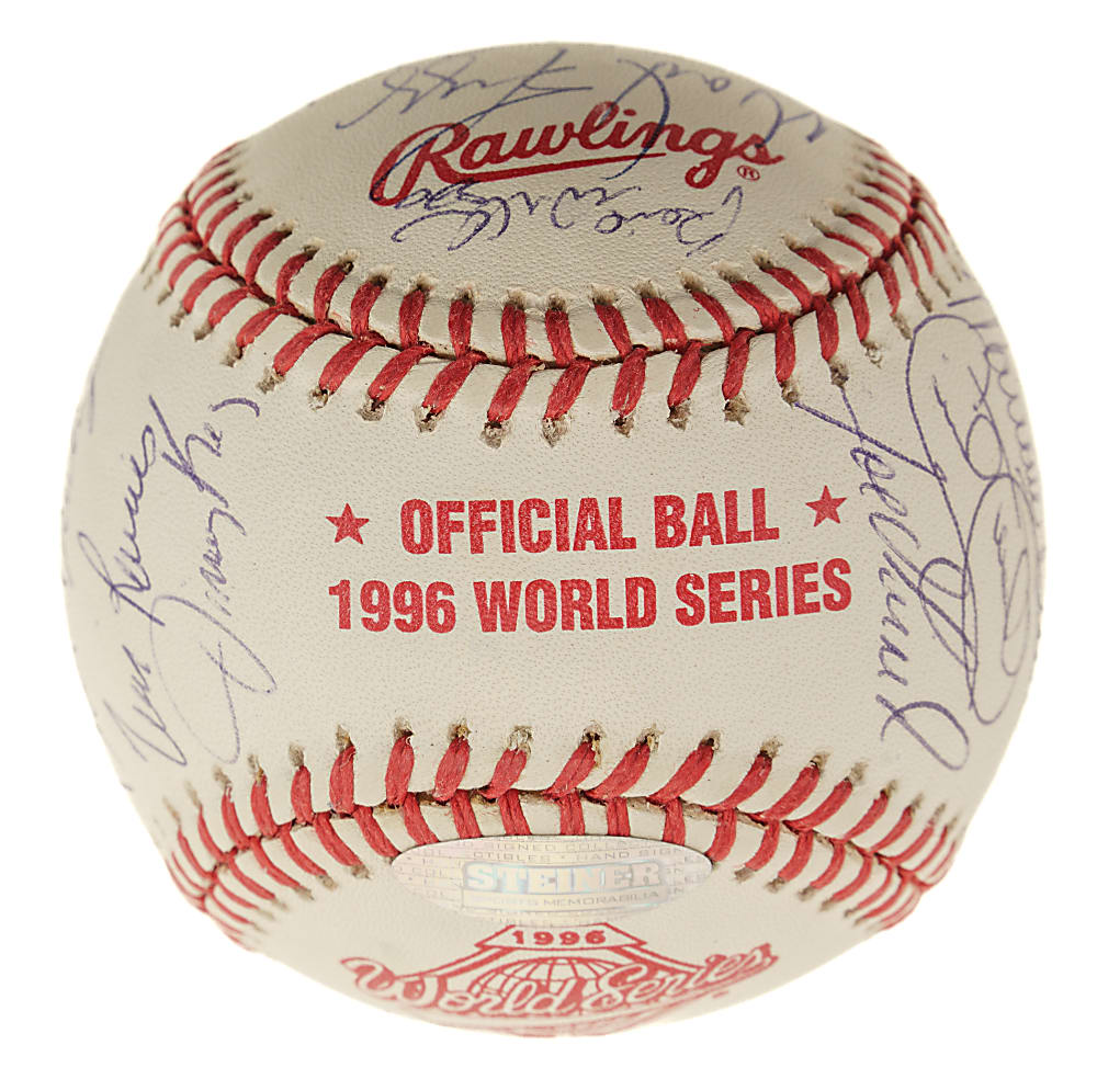 1996 New York Yankees World Champions Team-Signed World Series Baseball with Mariano Rivera and Derek Jeter - Steiner