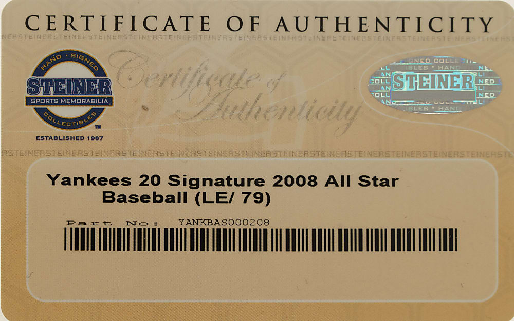 New York Yankees Hall of Fame and Stars Multi-Signed Baseball with Mariano Rivera and Derek Jeter - Steiner and MLB