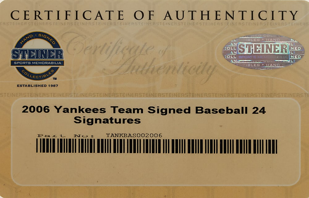 2006 New York Yankees Team-Signed Baseball with Derek Jeter and Mariano Rivera - Steiner