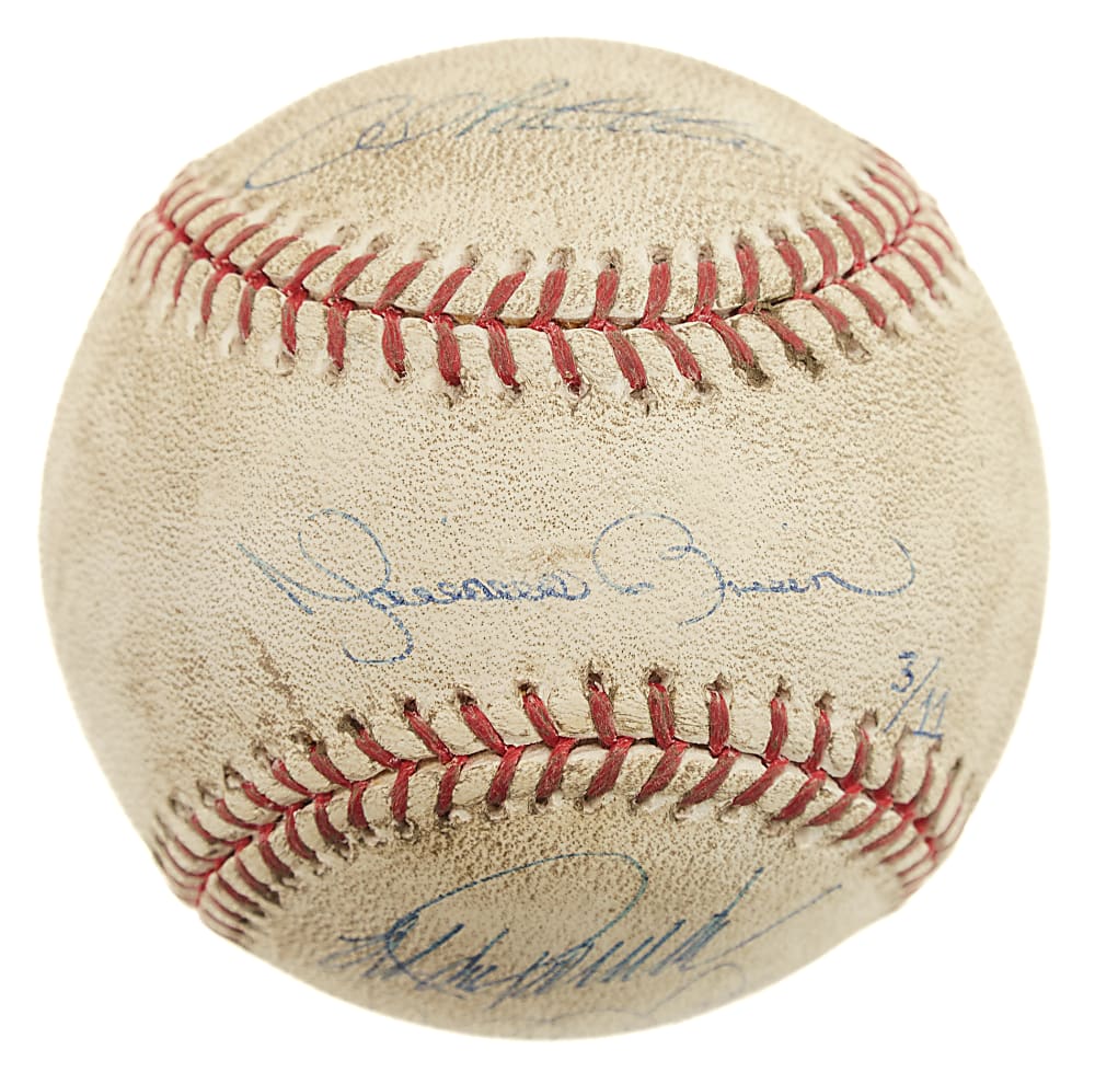 August 21, 2009 New York Yankees "Core Four" Multi-Signed Limited-Edition Game-Used Baseball - Highest-Scoring Game Between Yankees and Red Sox - MLB and Steiner