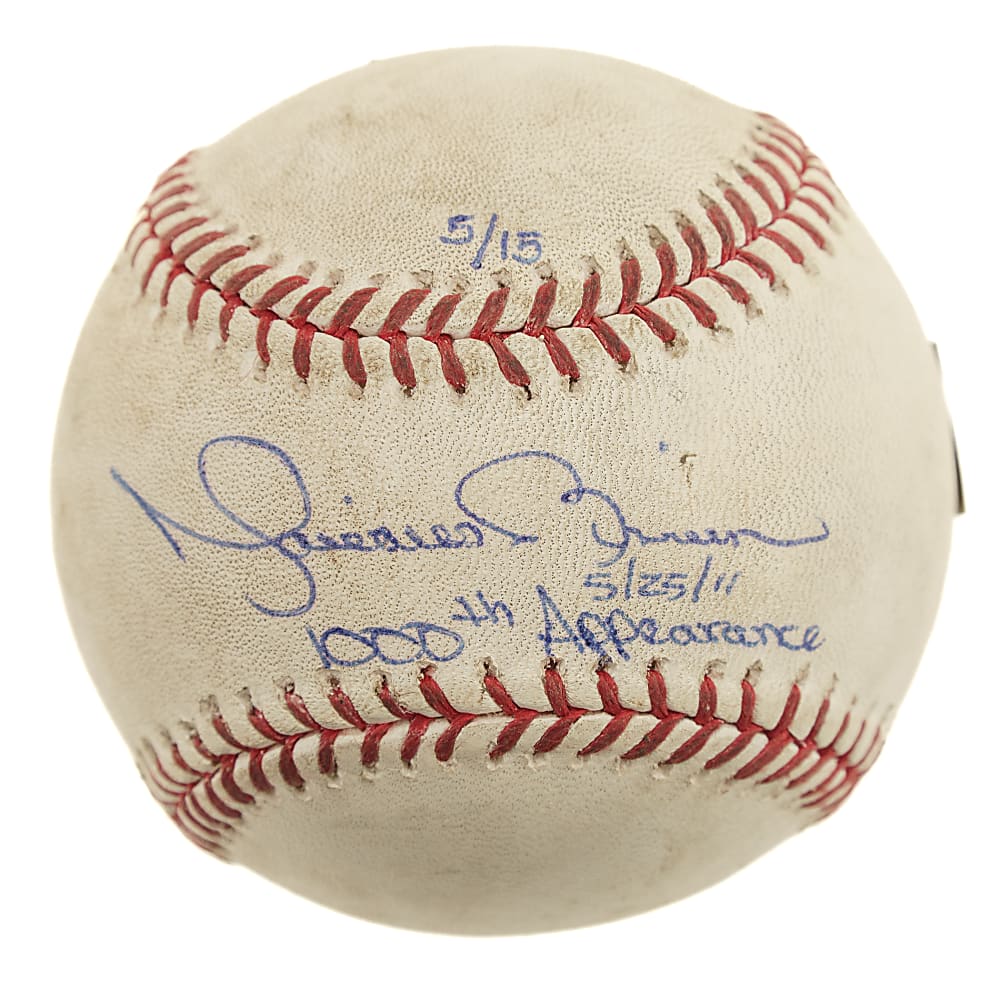 2011 Mariano Rivera Signed Limited-Edition Game-Used Baseball with "1,000th Appearance 5/25/11" Inscription - MLB and Steiner