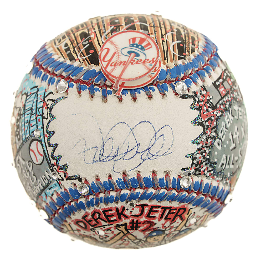 Derek Jeter Signed Mixed-Media Art Baseball by Charles Fazzino - MLB