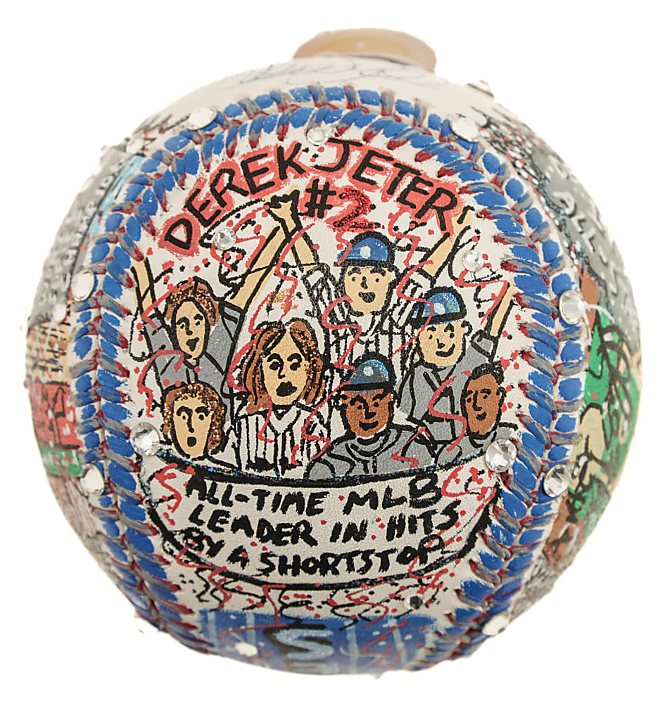Derek Jeter Signed Mixed-Media Art Baseball by Charles Fazzino - MLB