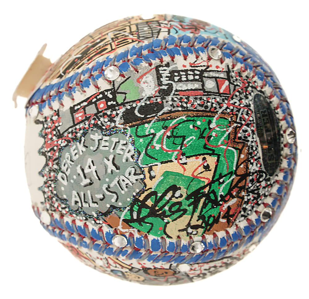 Derek Jeter Signed Mixed-Media Art Baseball by Charles Fazzino - MLB