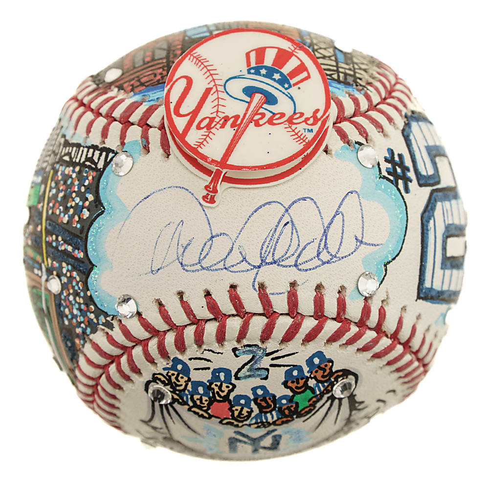 Derek Jeter Signed Mixed-Media Art Baseball by Charles Fazzino - MLB