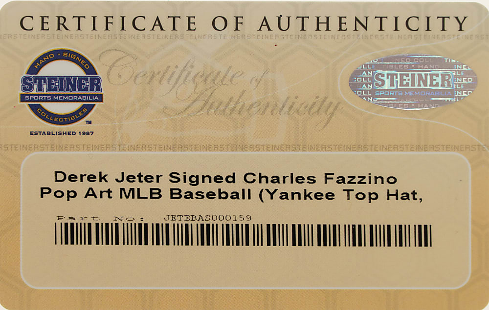 Derek Jeter Signed Mixed-Media Art Baseball by Charles Fazzino - MLB