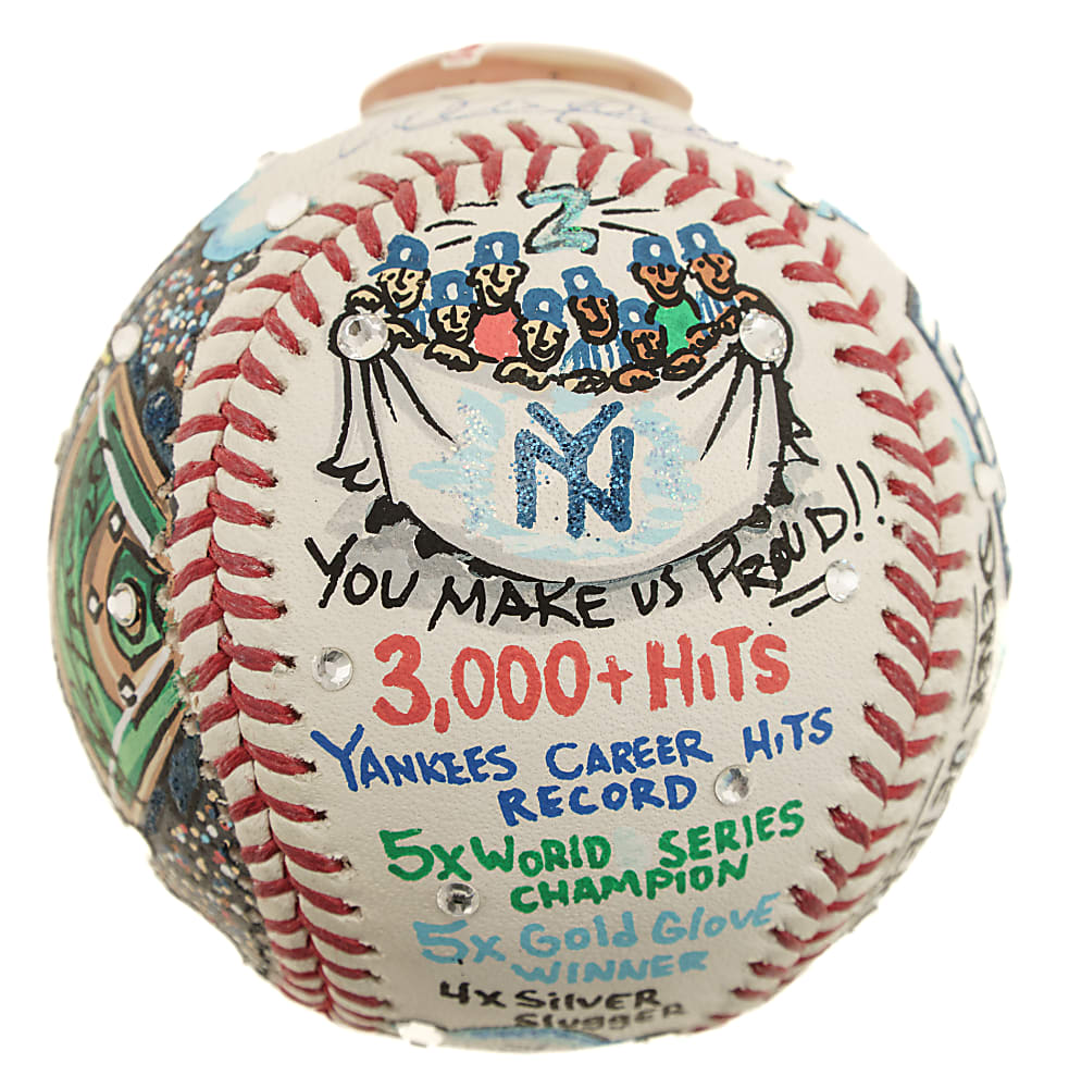 Derek Jeter Signed Mixed-Media Art Baseball by Charles Fazzino - MLB